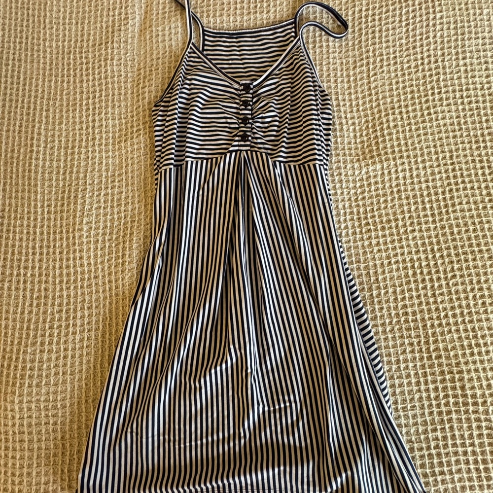 Striped Navy and White Maternity Dress with Matching Swaddle